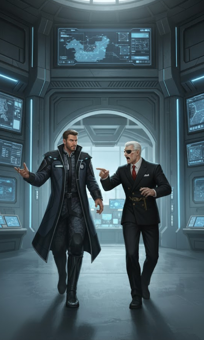 Alpheus Orion Cirie and Darius Cirie-Swan storm into the Orion War Room