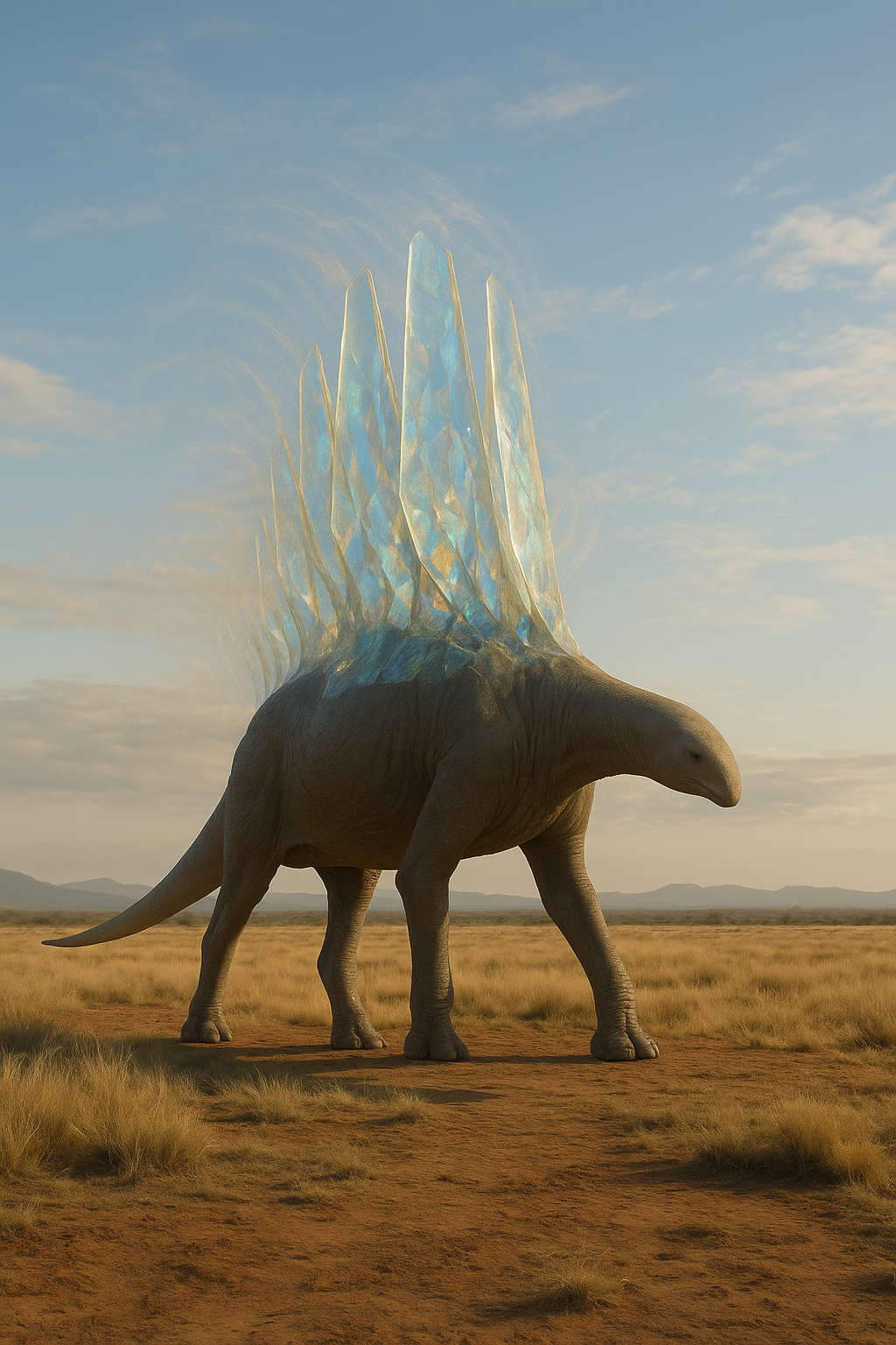 The Glassback Strider refracting sunlight above the Inomis plains