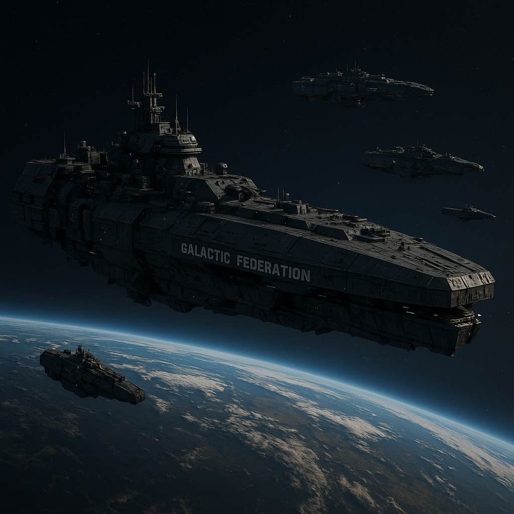 Groundline troops drilling on Otik III with fleet assets overhead